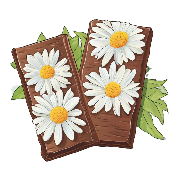 Chocolate Bars with Flowers and Leaves