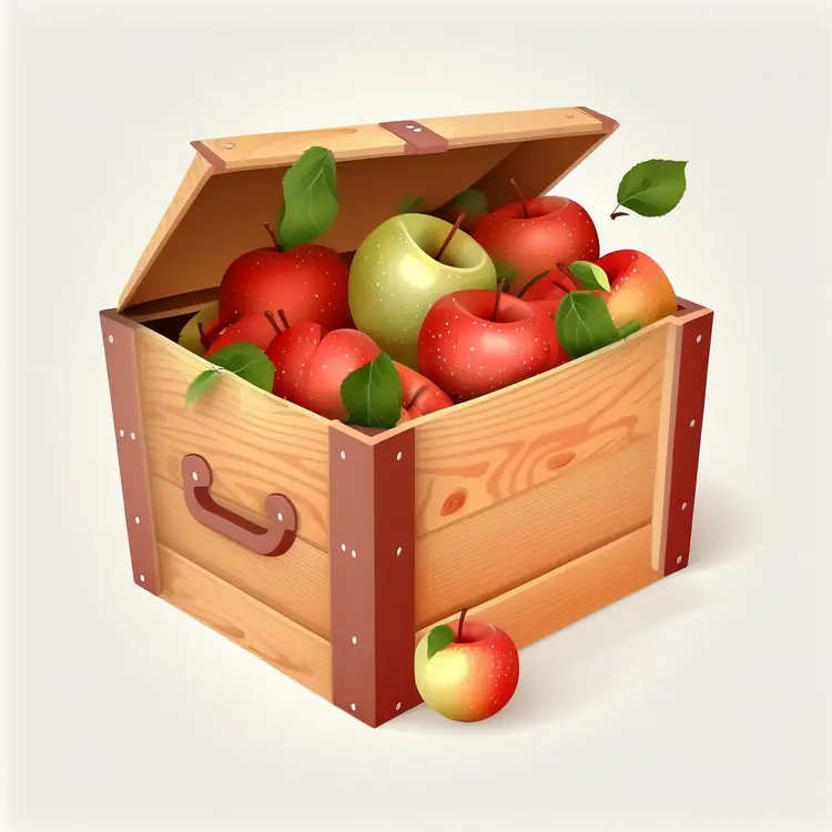 Fresh Apples in Wooden Box