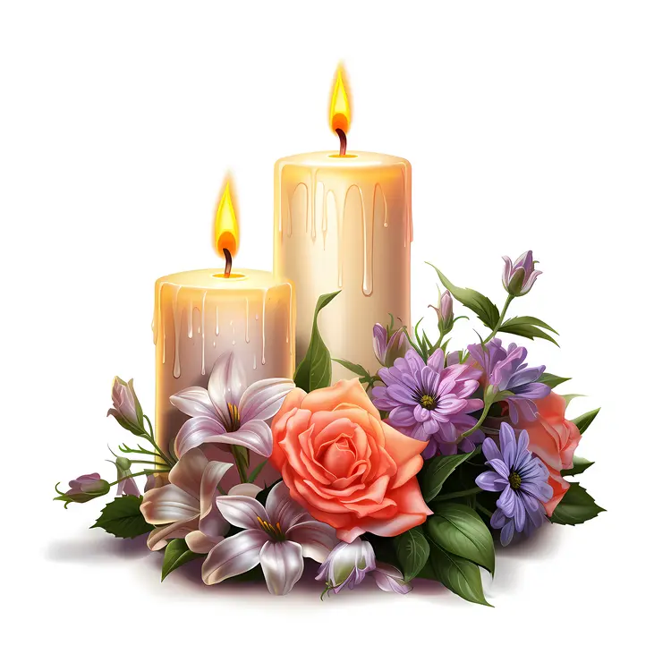 Candles and Flowers Arrangement