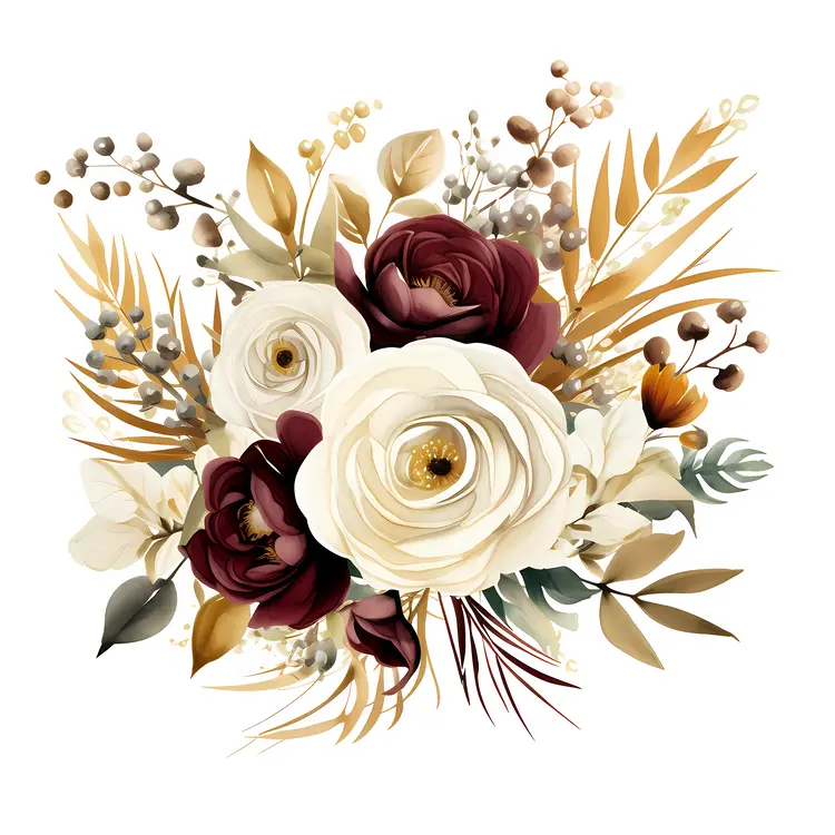 Elegant White and Burgundy Floral Arrangement