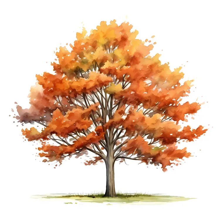 Tree with Red and Orange Leaves