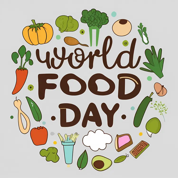 World Food Day with Hand-Drawn Food Items