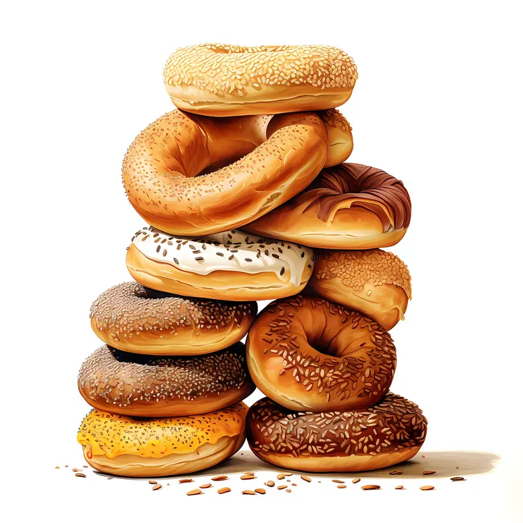 Stack of Various Bagels