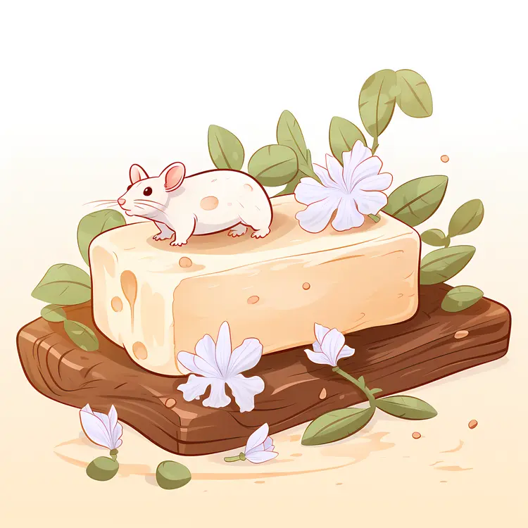 Soap with Mouse and Floral Decoration