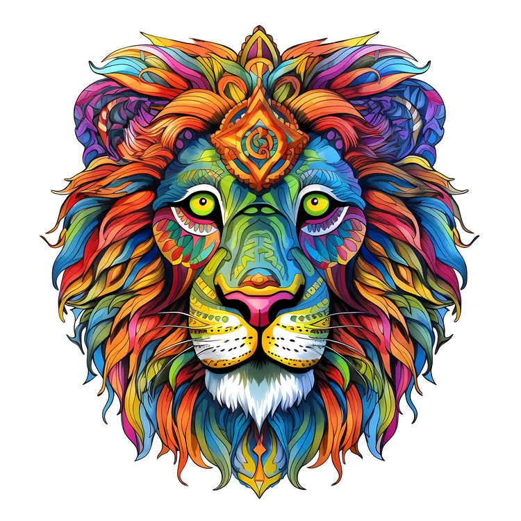 Colorful Lion Art Illustration