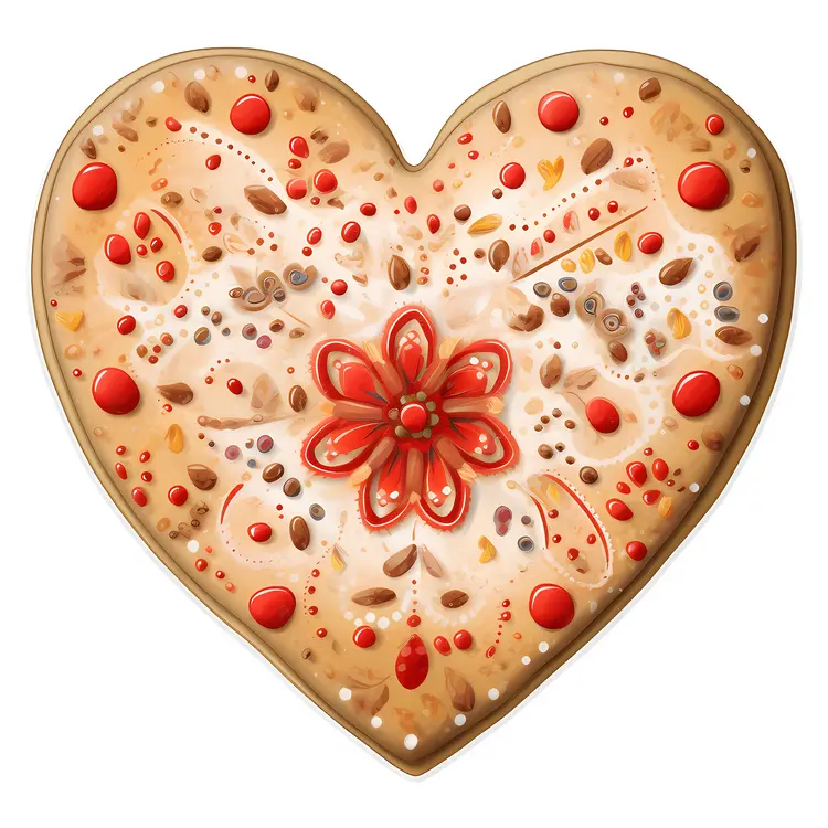 Decorated Heart Cookie with Icing and Flower