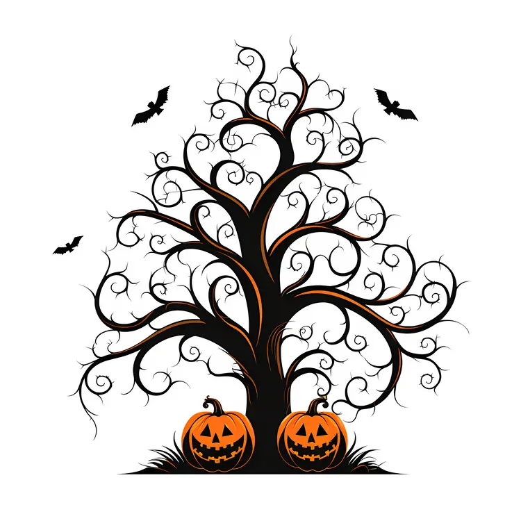 Halloween Tree with Bats