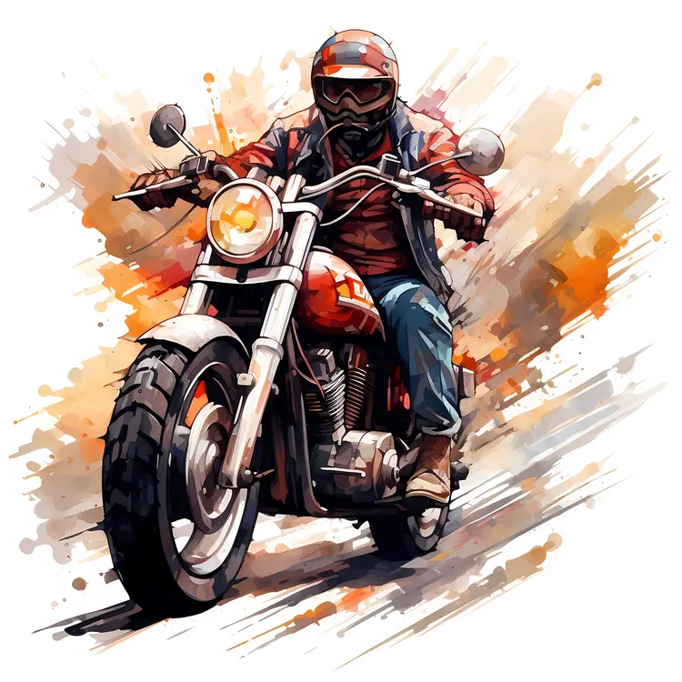 Motorcyclist with Colorful Splashes