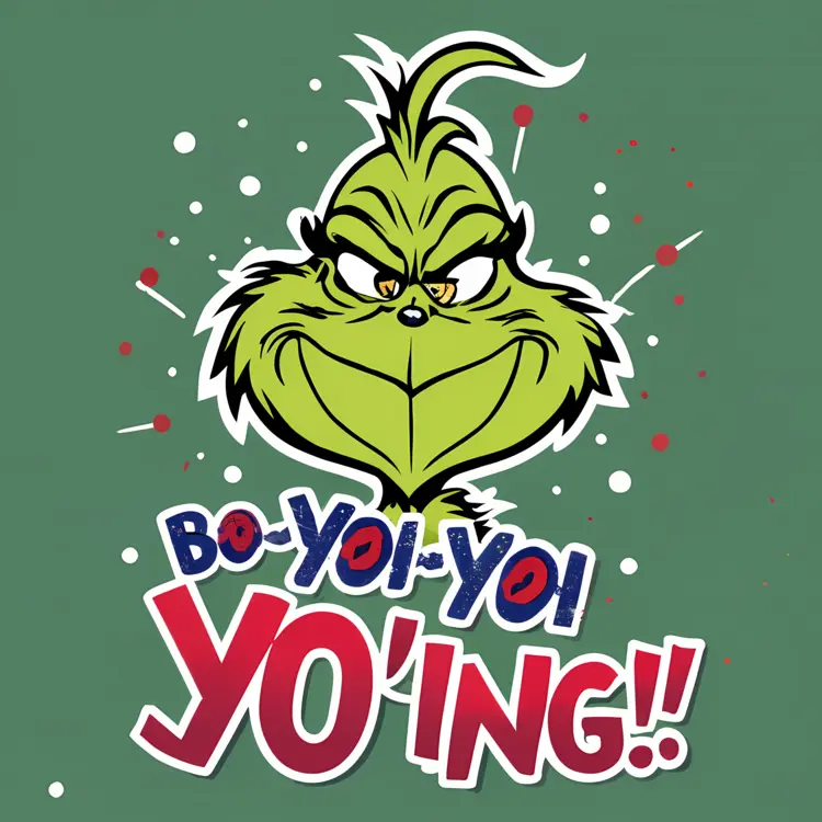 Grinch with 'Bo-Yoi-Yoi Yo'Ing!!' Text