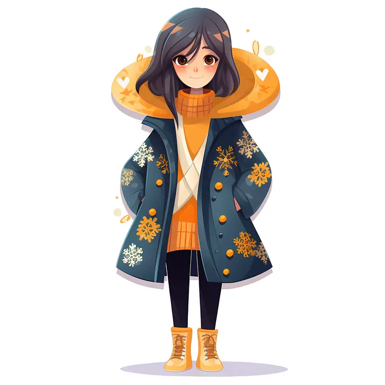 Lovely Girl in Winter Coat Illustration