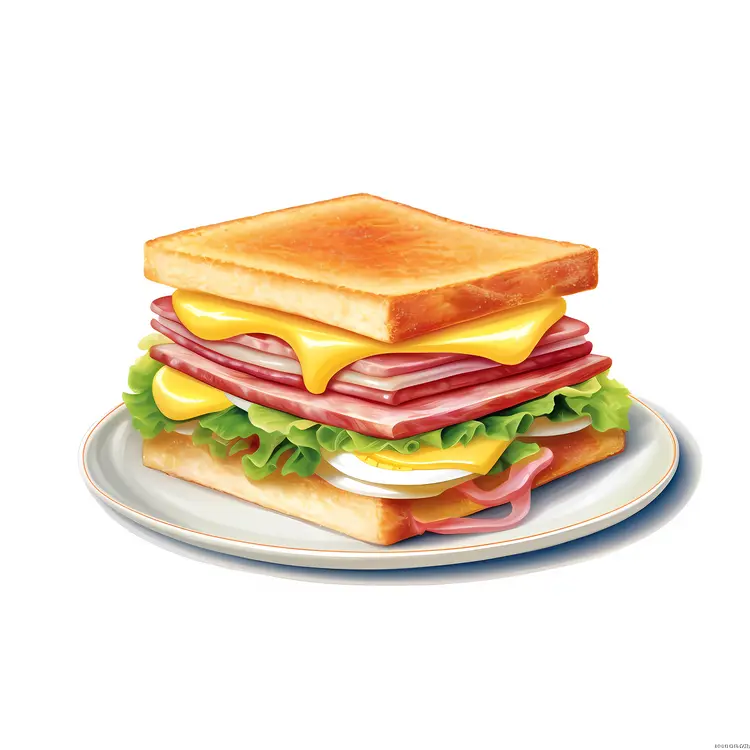 Delicious Sandwich with Cheese and Ham