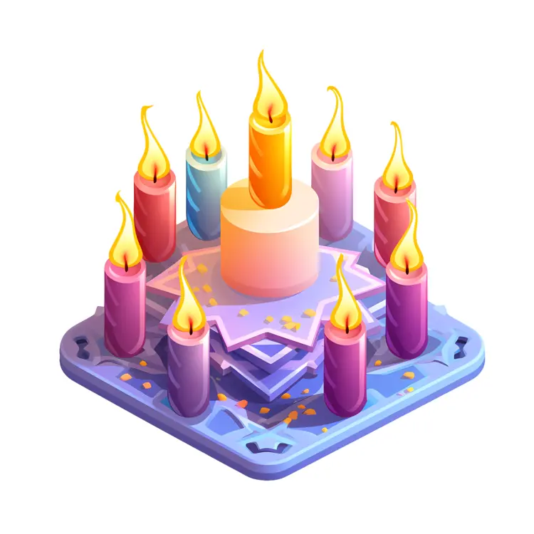 Pastel Star of David with Candles for Hanukkah