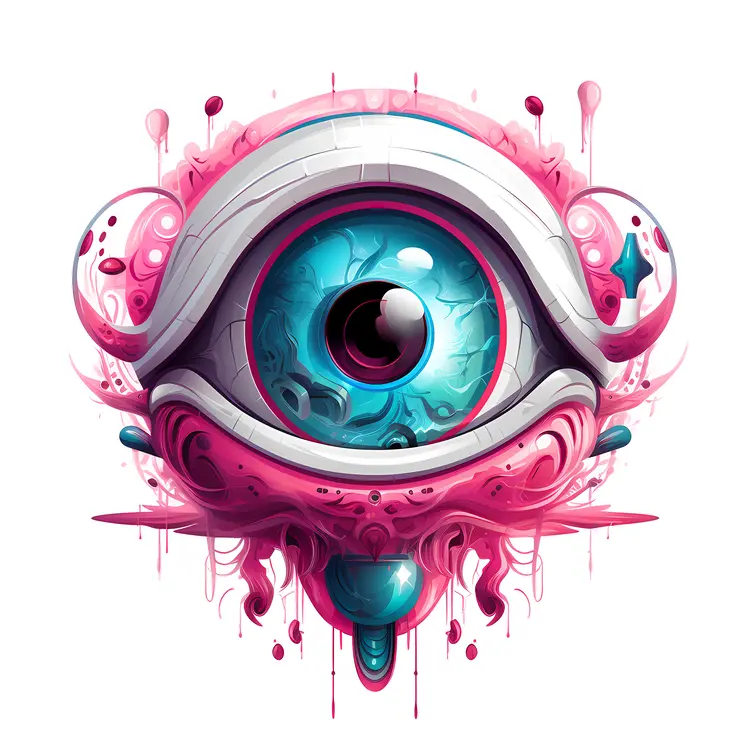 Surreal Blue and Pink Eye Illustration