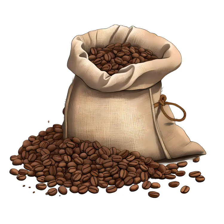 Coffee Beans in Burlap Bag