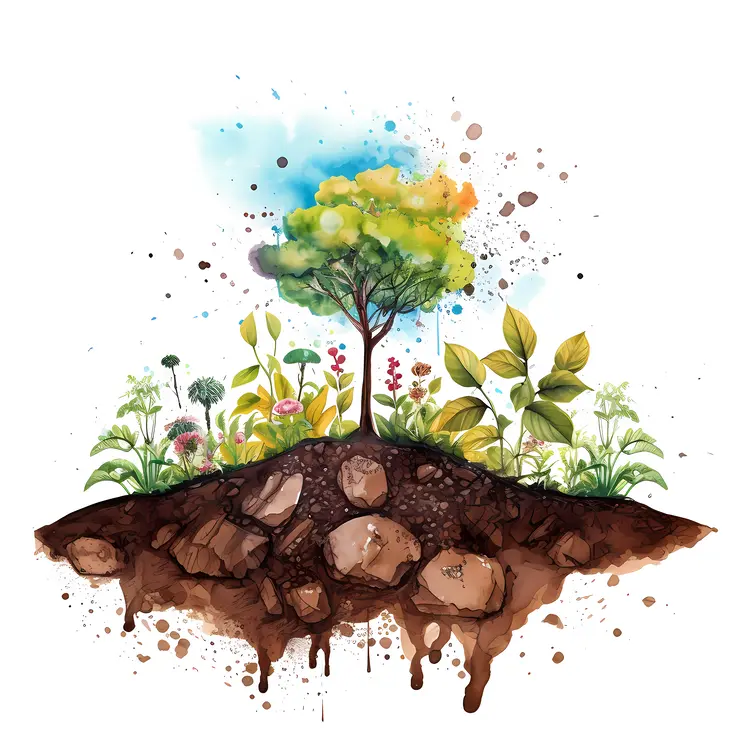 Tree and Soil Cross-section Illustration