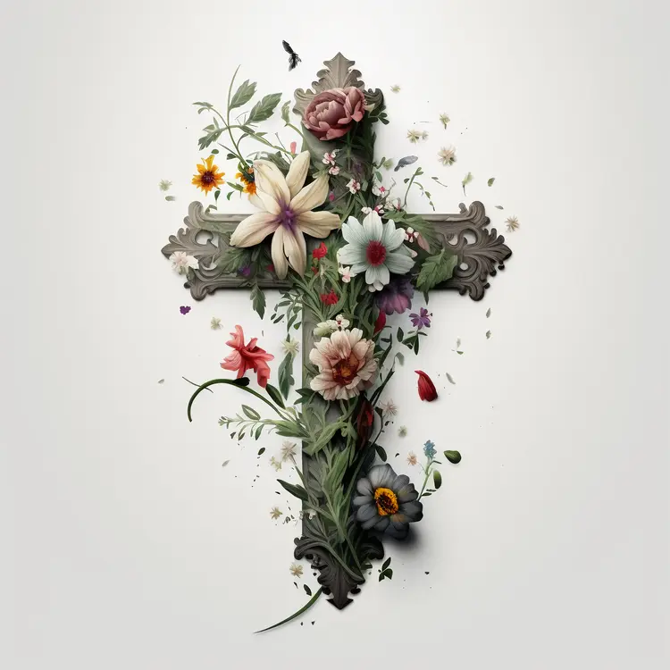 Floral Cross with Beautiful Flowers for Easter