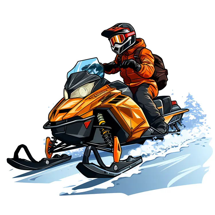 Snowmobile Rider in Action