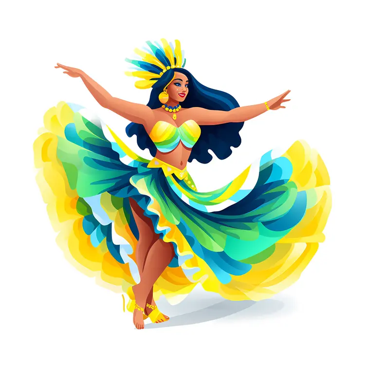 Blue and Yellow Feathered Carnival Dancer