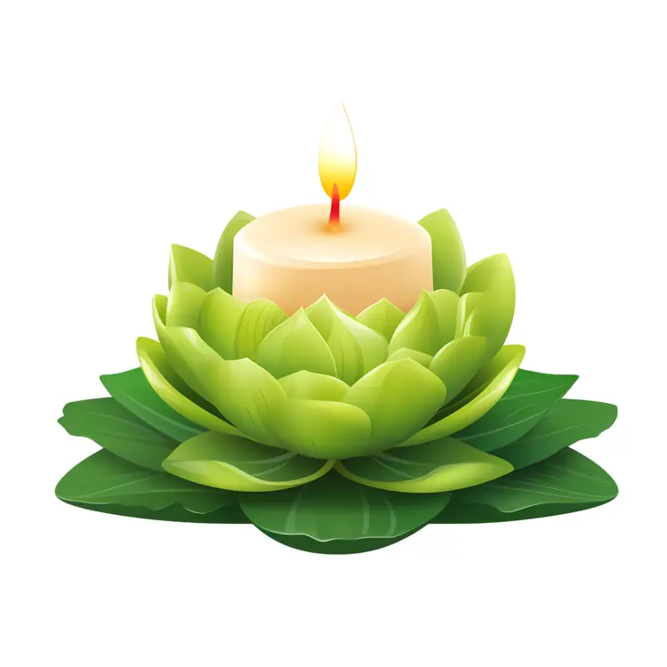 Green Lotus Candle Illustration