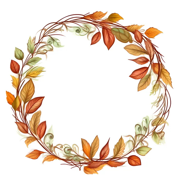 Autumn Leaves and Branches Wreath