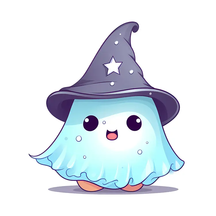 Cute Ghost with Blue Hat