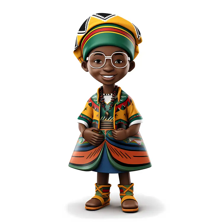 Boy in Colorful Traditional Clothing