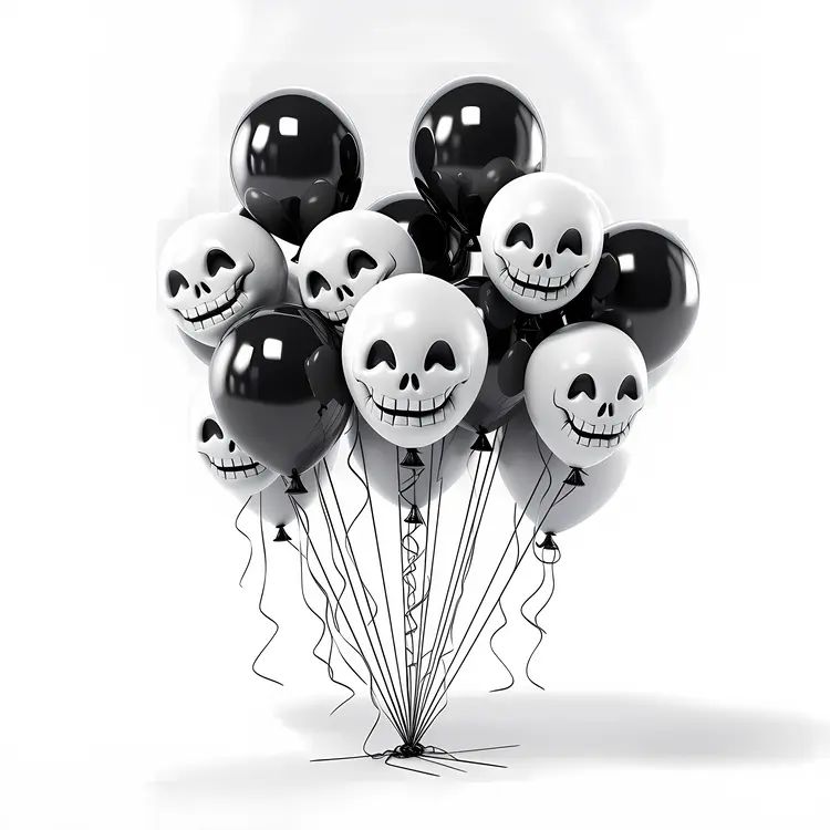 Black and White Skull Balloons for Festive Celebrations