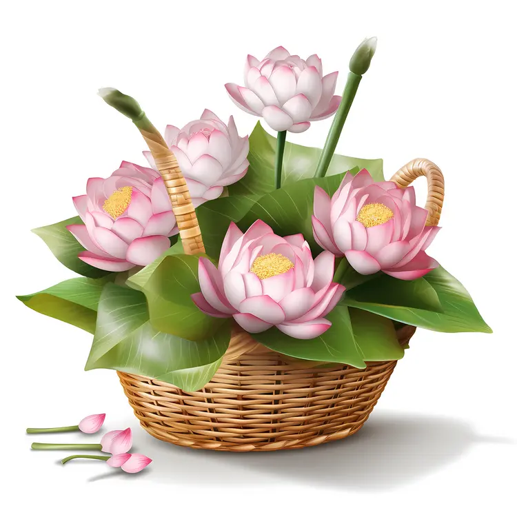 Beautiful Lotus Flowers in a Basket