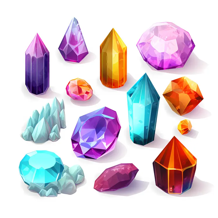 Vibrant Crystals in Various Shapes