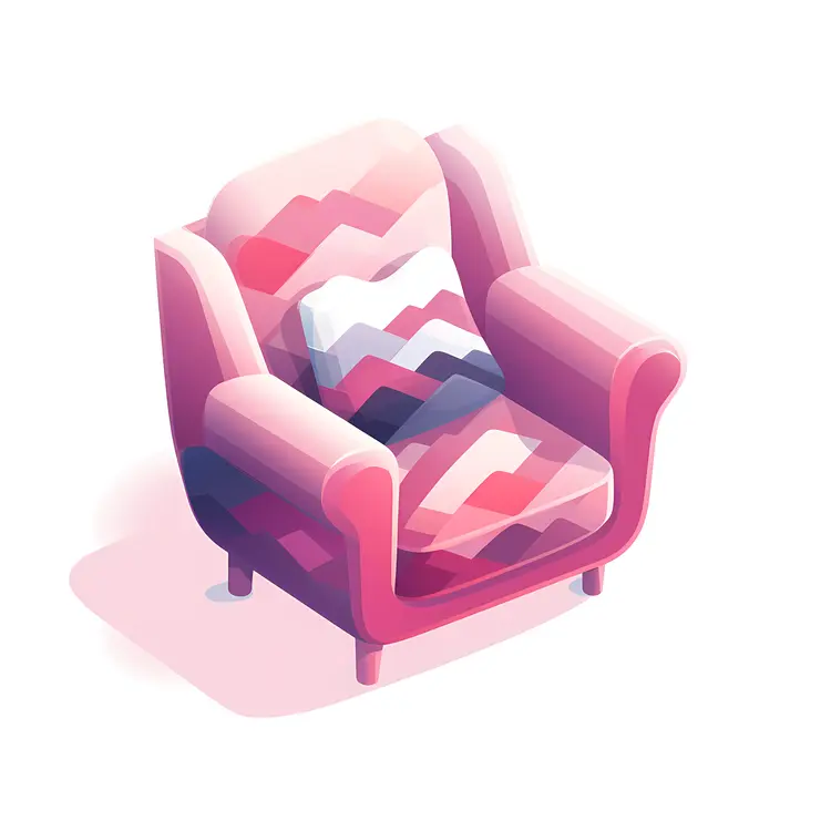 Pink Armchair with Decorative Pillow