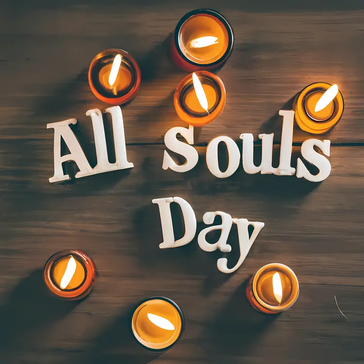 All Souls Day with Lit Candles