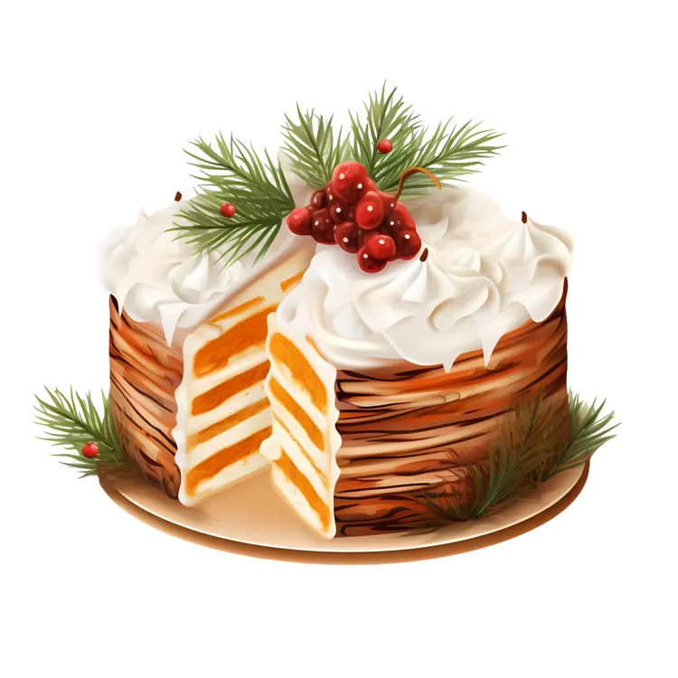 Christmas Cake with Holly and Berries