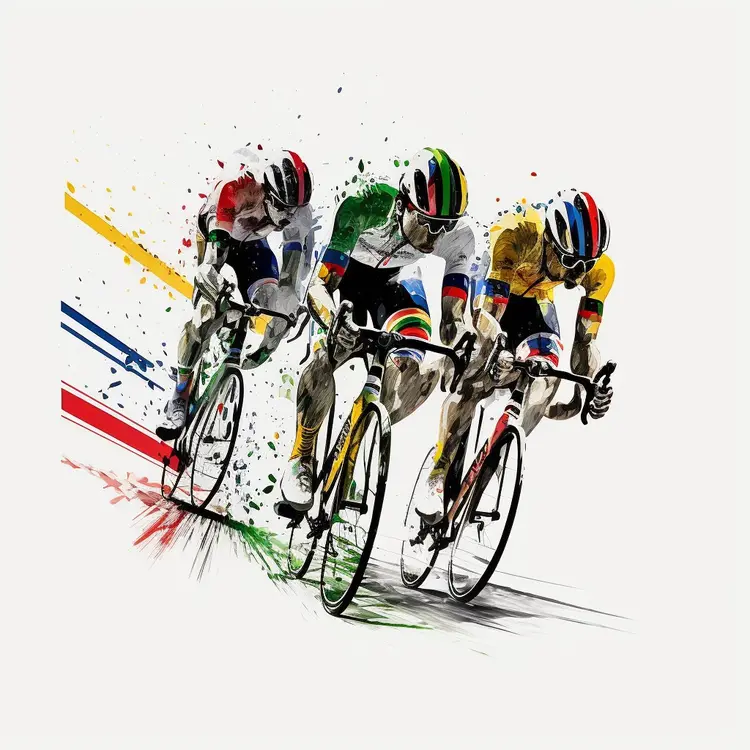 Colorful Cyclists in a Race