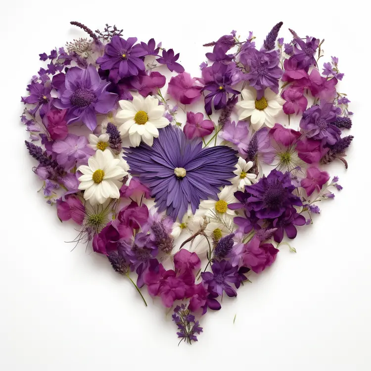 Heart-Shaped Flower Arrangement with Purple and White Flowers