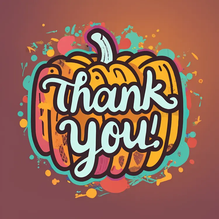 Colorful Thank You Text on Pumpkin