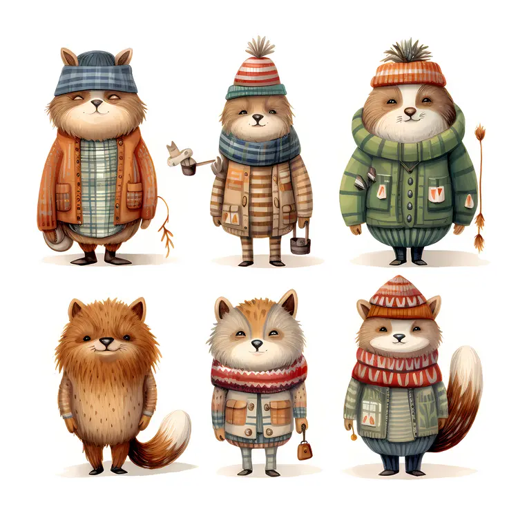 Adorable Animals in Cozy Winter Clothing