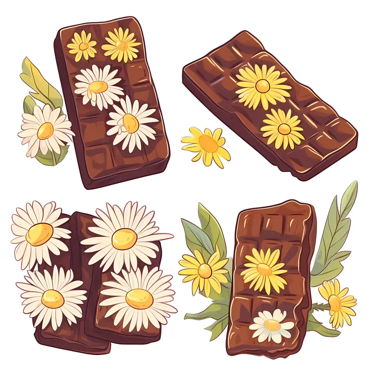 Chocolate Bars with Floral Decorations
