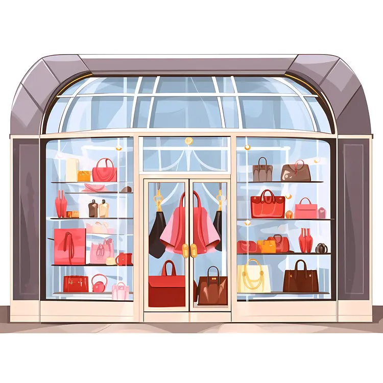 Fashionable Storefront with Handbags Display
