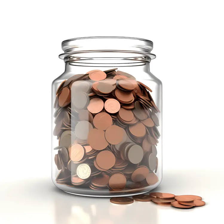 Glass Jar Filled with Coins