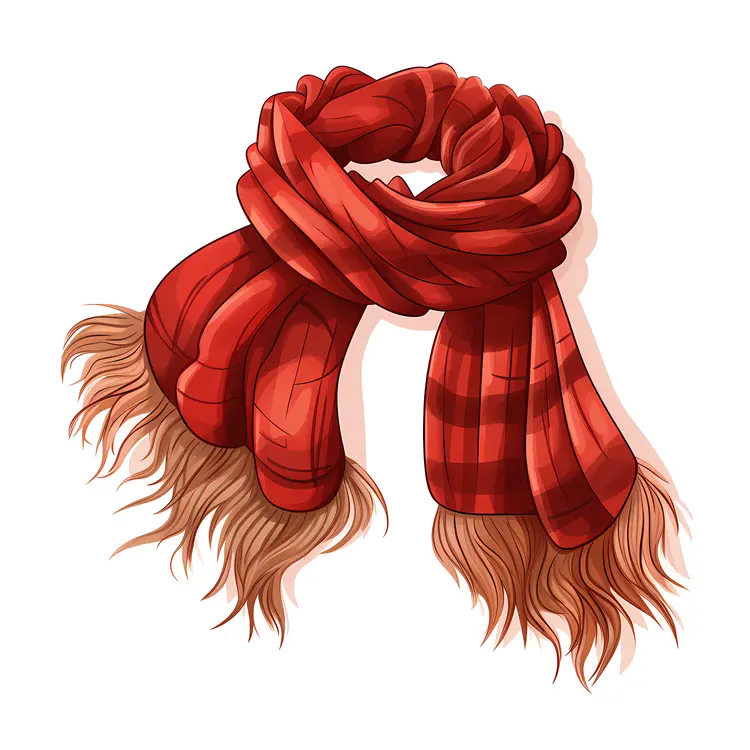 Red Scarf with Fringes