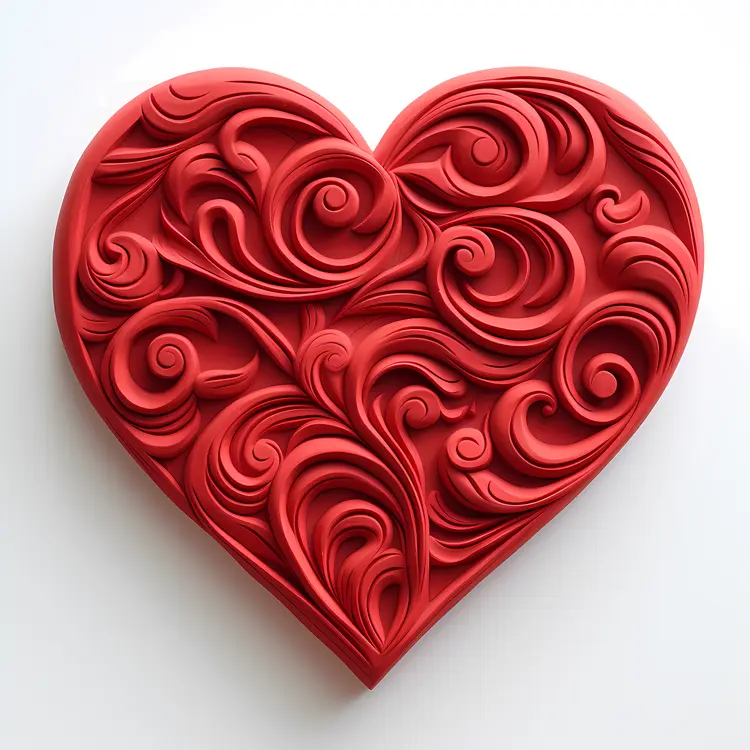 Red Heart with Swirls for Valentine's Day