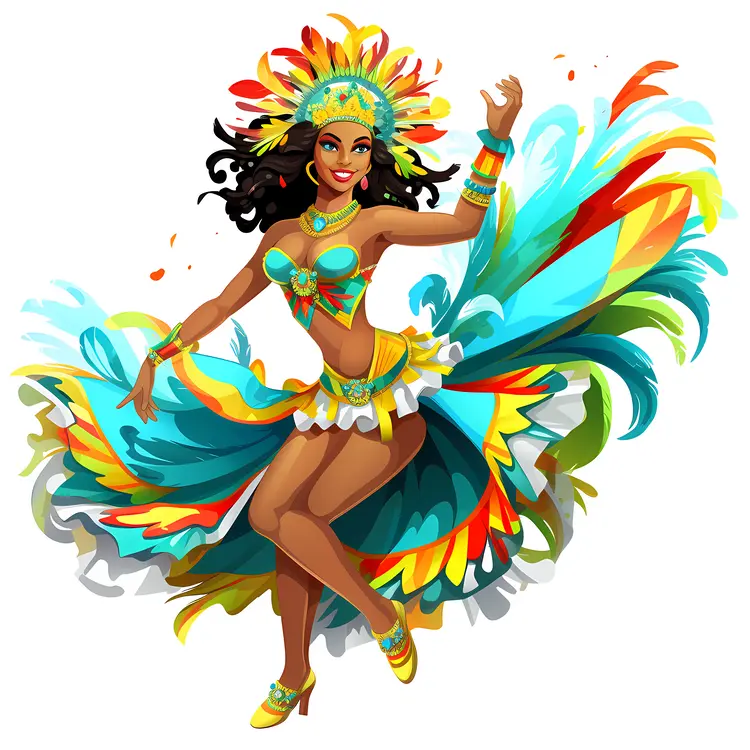 Multicolored Feathered Carnival Dancer