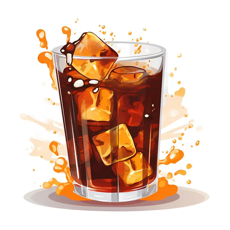 Refreshing Iced Drink with Ice Cubes