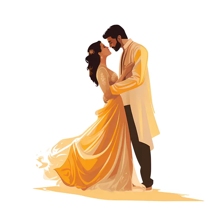 Graceful Indian Wedding Couple in Yellow and White