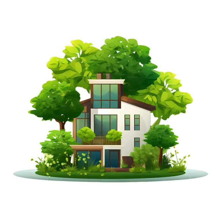 Modern House with Large Windows and Trees