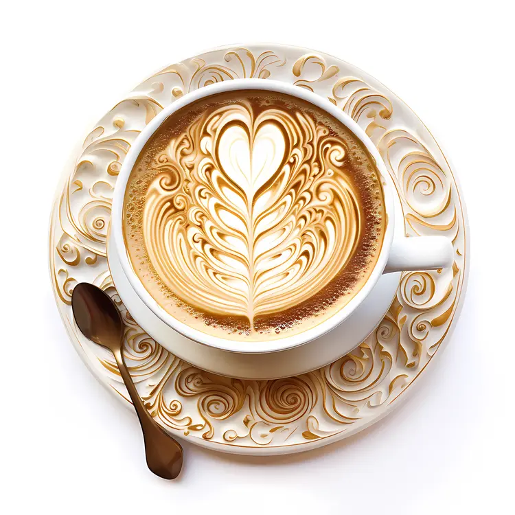 Elegant Latte Art in Decorative Cup