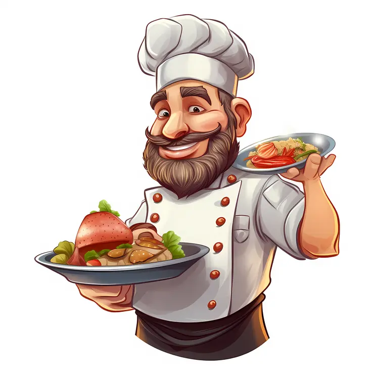 Happy Chef Serving Delicious Dishes