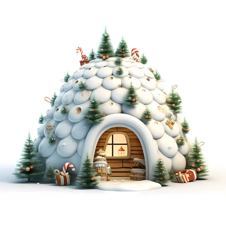 Snowy House with Christmas Decorations