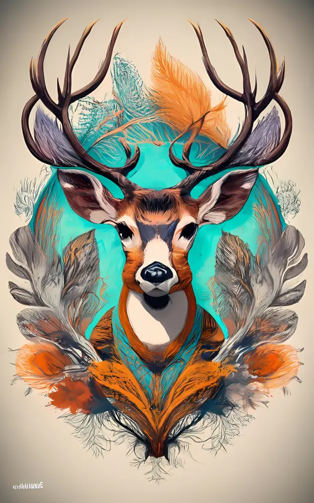 Majestic Deer with Antlers in Artistic Style