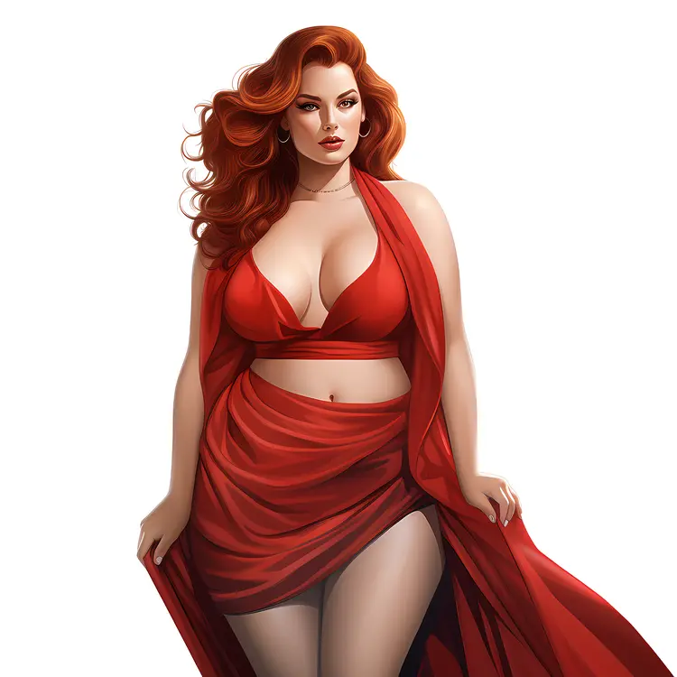 Bold Woman in Red Dress